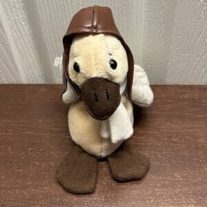 Caterkids Hawaii Aviator Pilot Duck Plush Stuffed Animal Yellow Brown 5" NWT